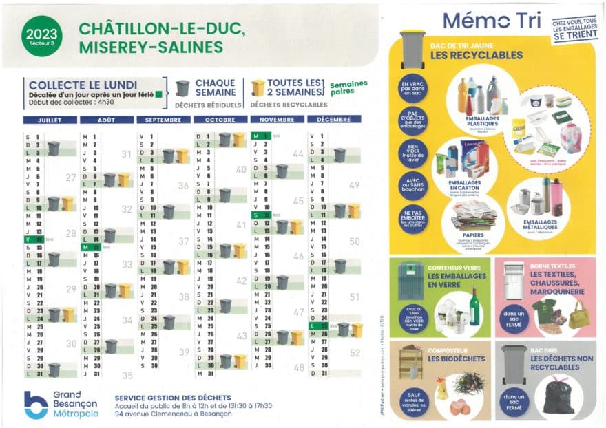 Calendrier Collectes Des Ordures M Nag Res Mairie De Ch Tillon Le Duc